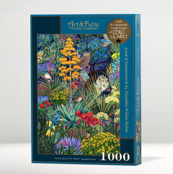 Land of Enchatment 1000-piece puzzle box image art by Daniella Willet-Rabin.