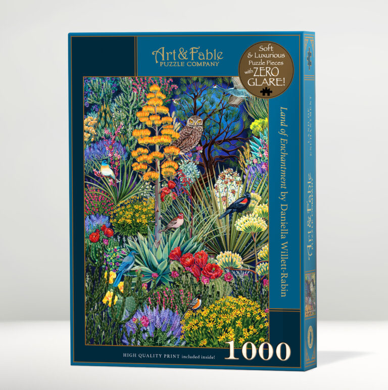 Land of Enchatment 1000-piece puzzle box image art by Daniella Willet-Rabin.